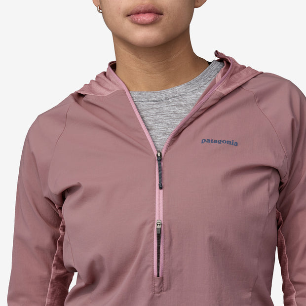 Patagonia Women's Airshed Pro Pullover, evening mauve, double zipper view