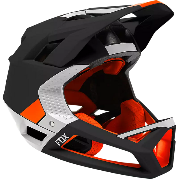 Fox Proframe Full-Face Mountain Bike Helmet, blocked black, right side view.