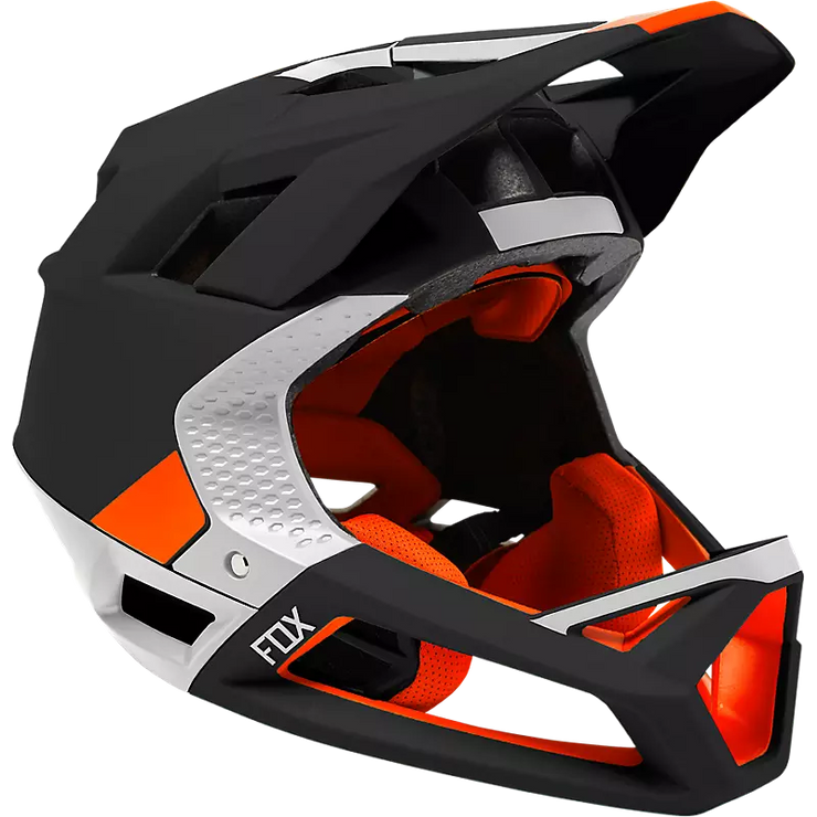 Fox Proframe Full-Face Mountain Bike Helmet, blocked black, right side view.