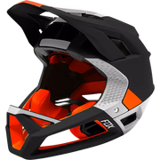 Fox Proframe Full-Face Mountain Bike Helmet, blocked black, left side view.