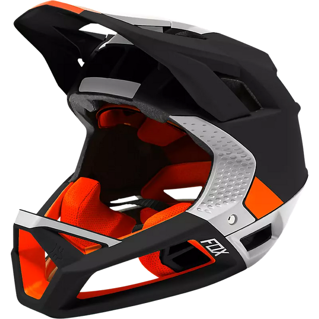 Fox Proframe Full-Face Mountain Bike Helmet, blocked black, left side view.