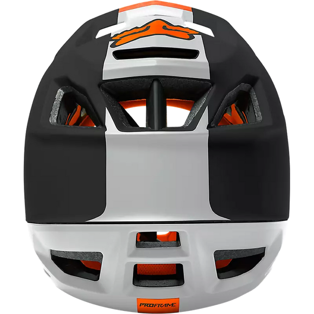 Fox Proframe Full-Face Mountain Bike Helmet, blocked black, back view.