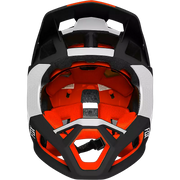 Fox Proframe Full-Face Mountain Bike Helmet, blocked black, face view.
