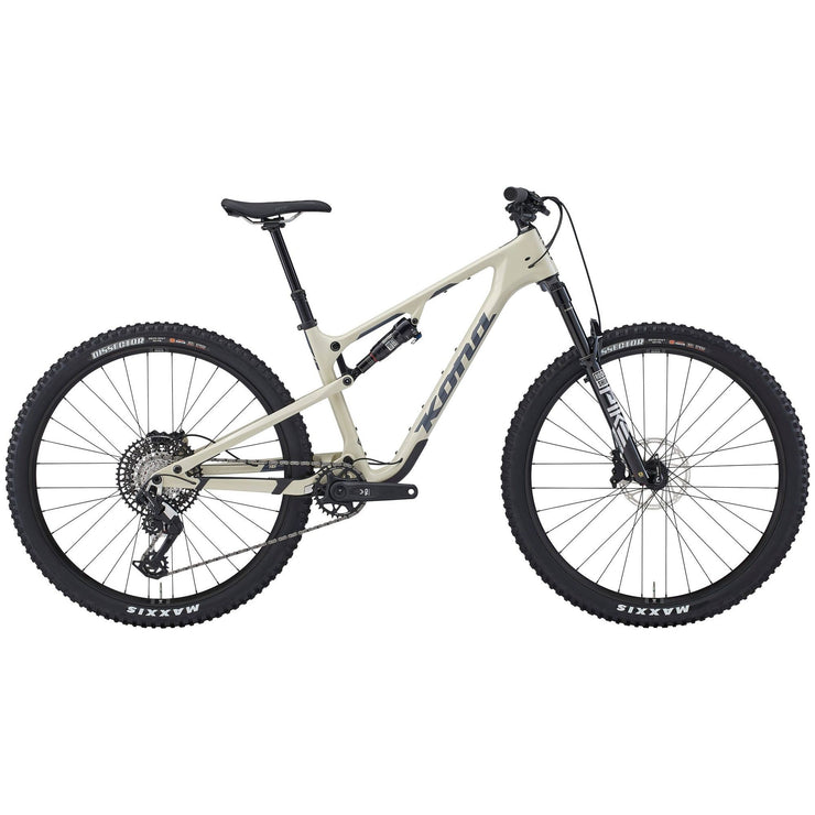 Kona Hei Hei CR, Gloss Bone w/ Charcoal Decals, full view.