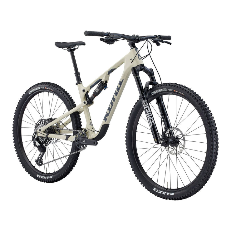 Kona Hei Hei CR, Gloss Bone w/ Charcoal Decals, fork view.