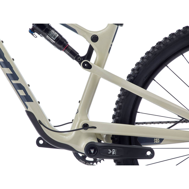 Kona Hei Hei CR, Gloss Bone w/ Charcoal Decals, crank view.