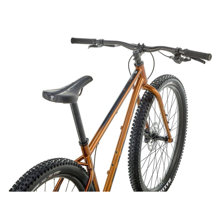 2025 Kona Unit X, gold, rider POV view.
