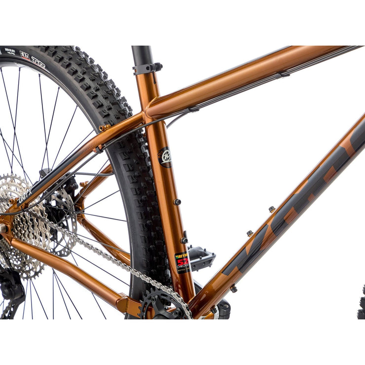 2025 Kona Unit X, gold, seat tube view.