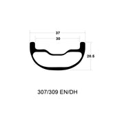 Reynolds Blacklabel 309 Enduro Pro Wheelset MX, Superboost 15x110F/12x157R, SRAM XD rim profile chart, full view