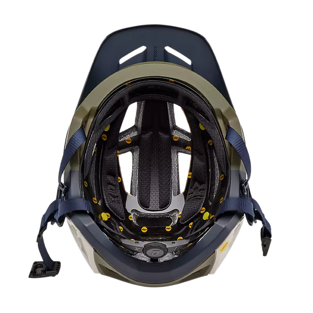 Fox Speedframe Pro MIPS Mountain Bike Helmet, Klif olive, inside view.