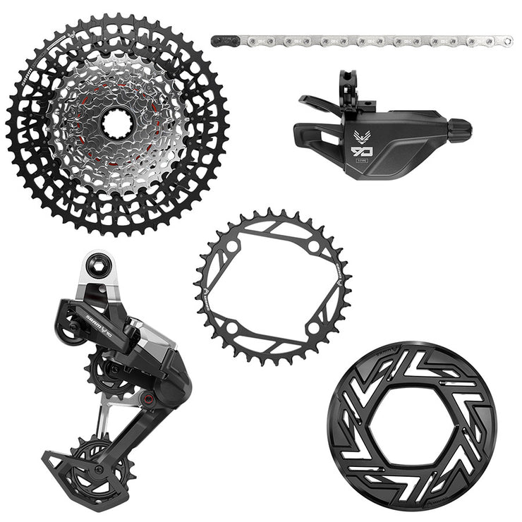 SRAM Eagle 90 Ebike Groupset - No Crank 34T 104BCD Clip-on Guard Chain XS-1275 10-52t Single Click Shifter Rear Derailleur, full View