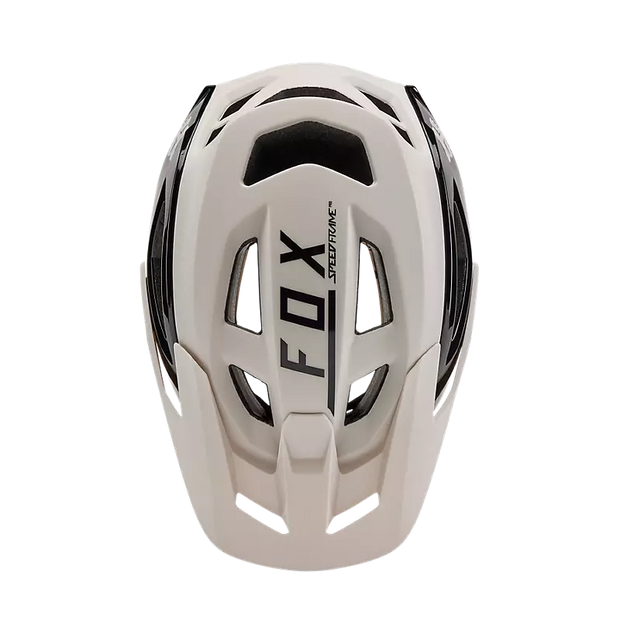 Fox Speedframe Pro MIPS Mountain Bike Helmet, Vintage white, top view.