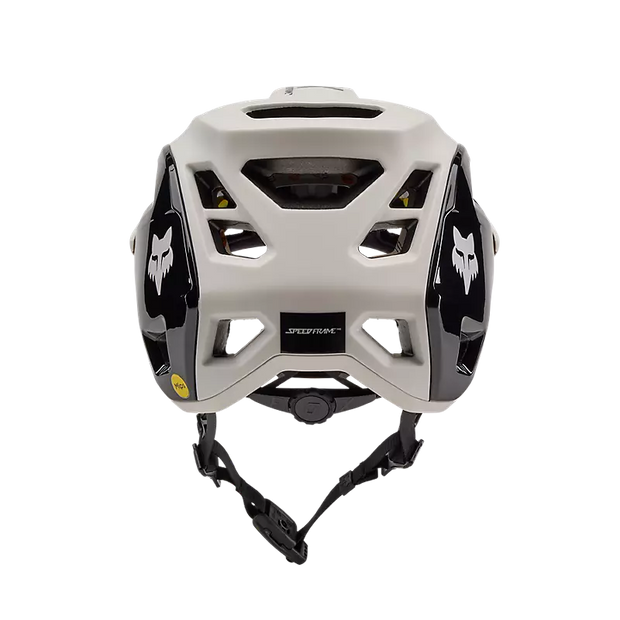 Fox Speedframe Pro MIPS Mountain Bike Helmet, Vintage white, back view.