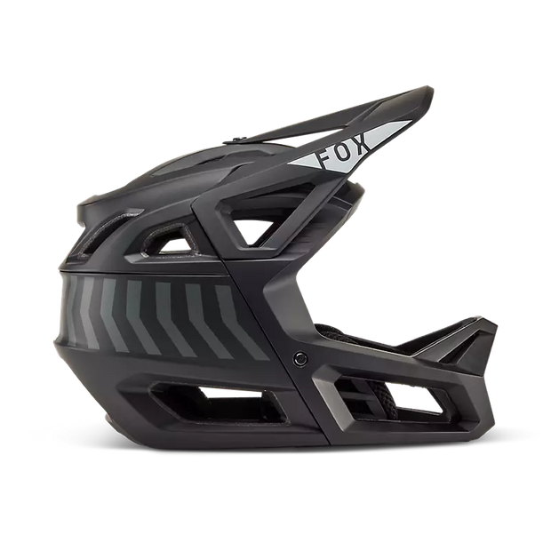 Fox Proframe Full-Face Mountain Bike Helmet, nace black, profile view.