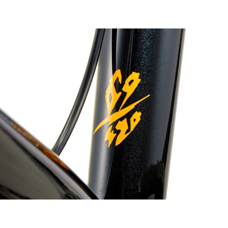 2023 Kona Honzo ESD, gloss black, ESD logo view.