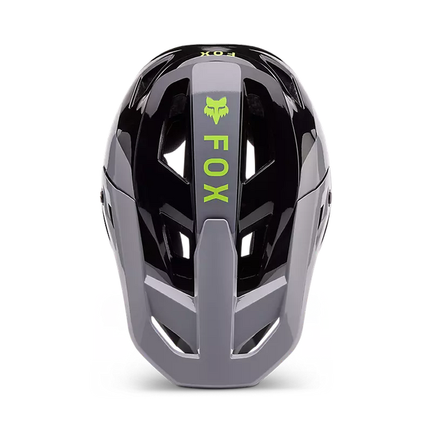 Fox Rampage Barge Full Face Mountain Bike Helmet, cloud grey, top view.