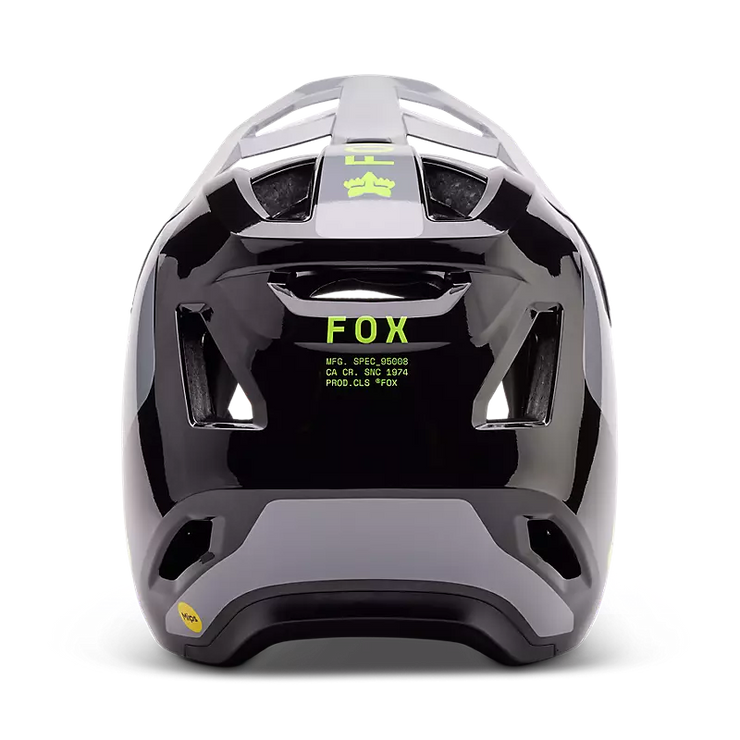 Fox Rampage Barge Full Face Mountain Bike Helmet, cloud grey, back view.