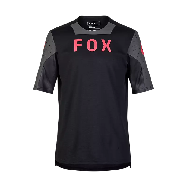Fox Defend Taunt Short Sleeve Mountain Bike Jersey, black, front view.