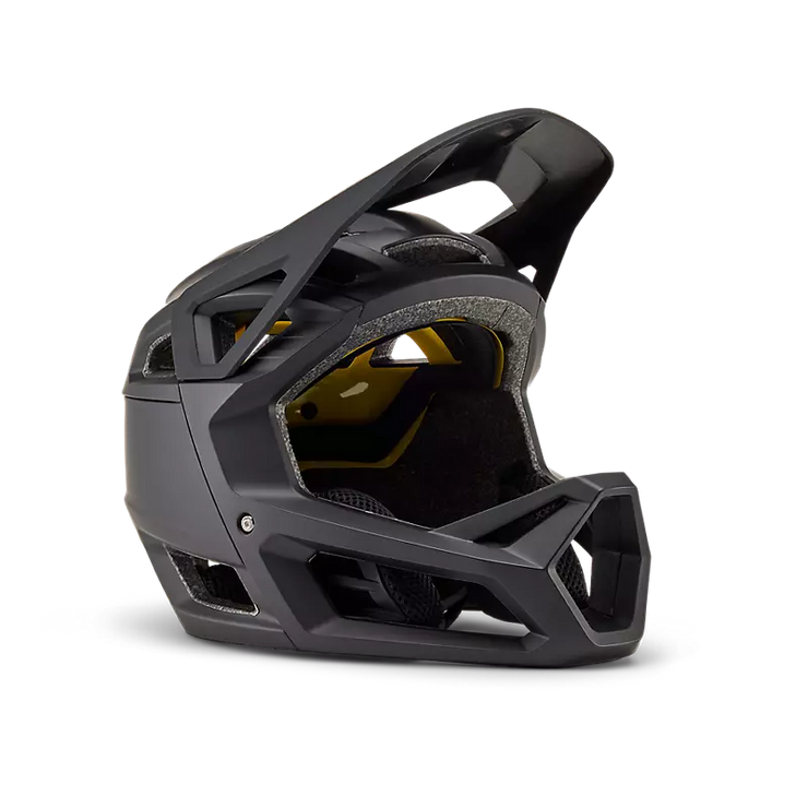 Fox Proframe Youth Full-Face Mountain Bike Helmet, matte black, full view.