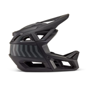 Fox Proframe Youth Full-Face Mountain Bike Helmet, nace black, profile view.