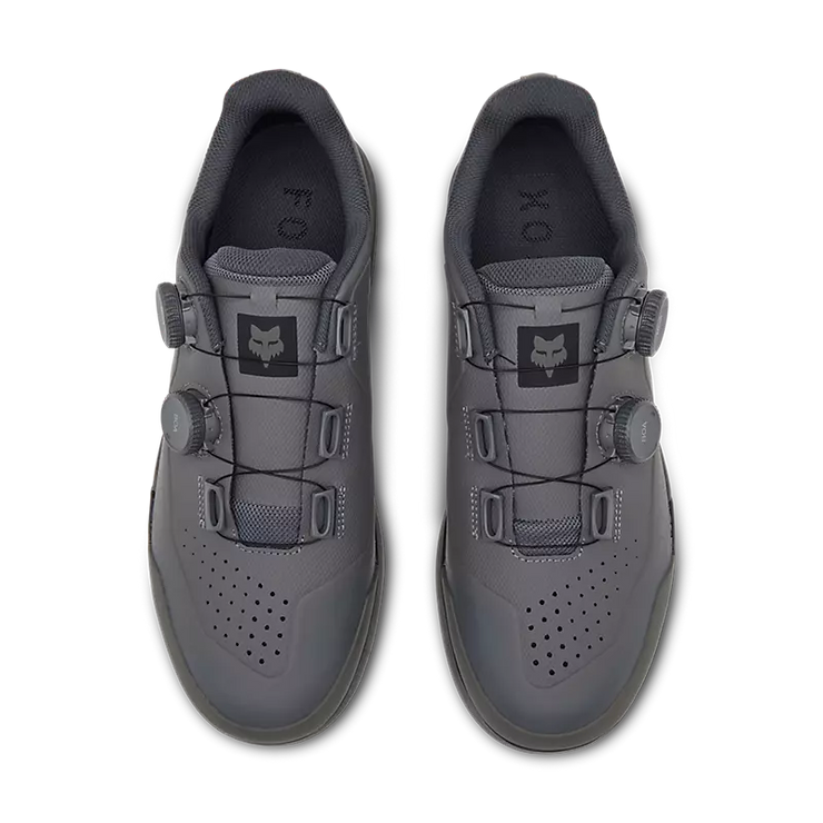 Fox Union Boa Flat Pedal Shoe, grey, top view.