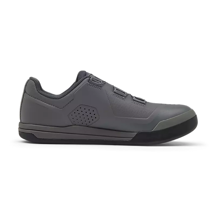 Fox Union Boa Flat Pedal Shoe, grey, outside view.