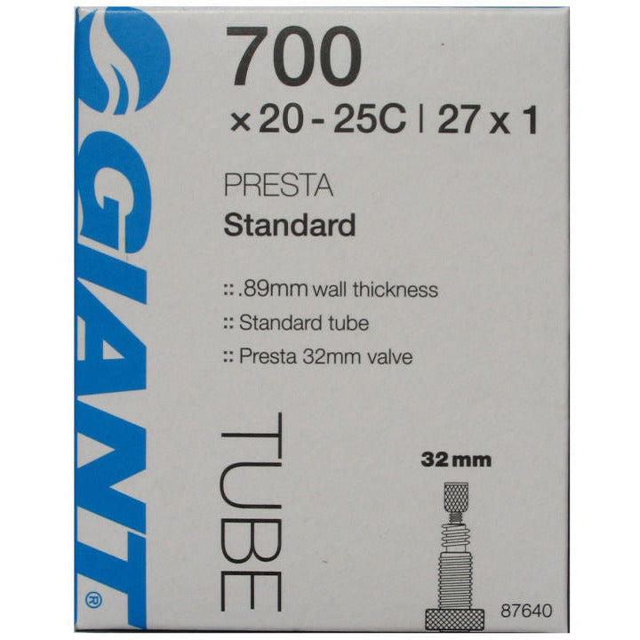 Giant Tube 700 x 20-25 32mm Presta Valve Bicycle Tube Packaging, full view.