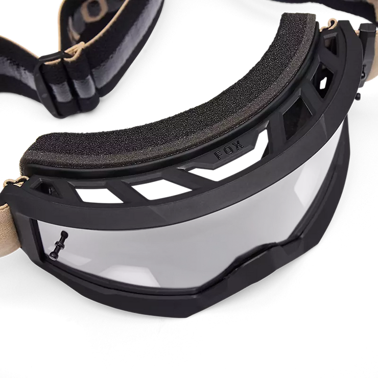 Fox MTB Main Goggles, iron brown, close-up view.
