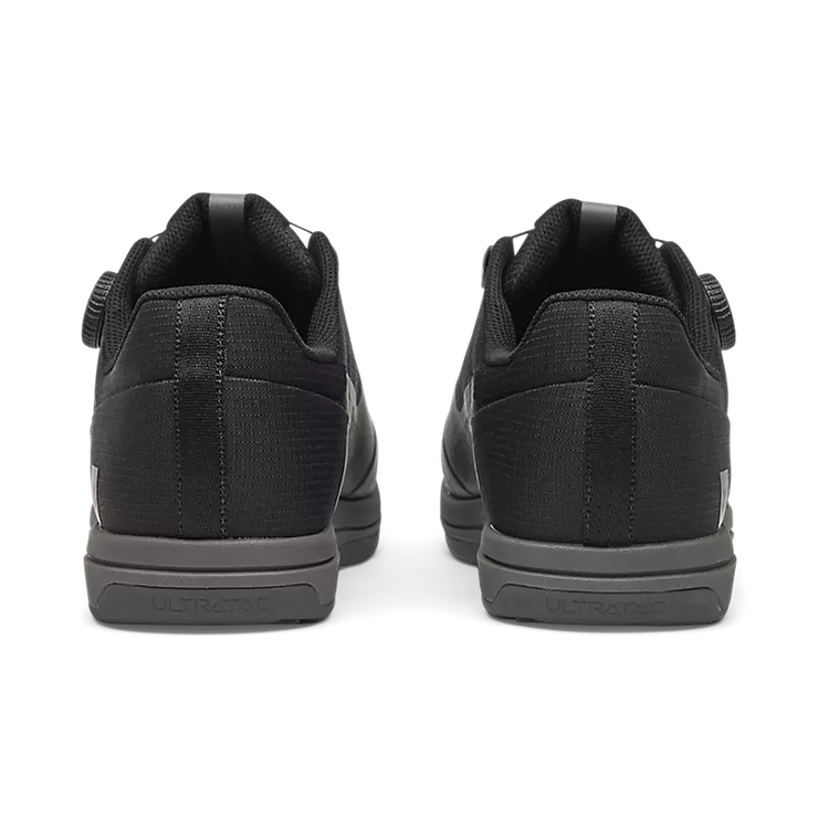 Fox Union Boa Clipless Shoe, dark grey, heel view.