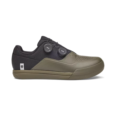 Fox Union Boa Clipless Shoe, military green, outer view.