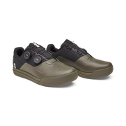 Fox Union Boa Clipless Shoe, military green, full view of pair.
