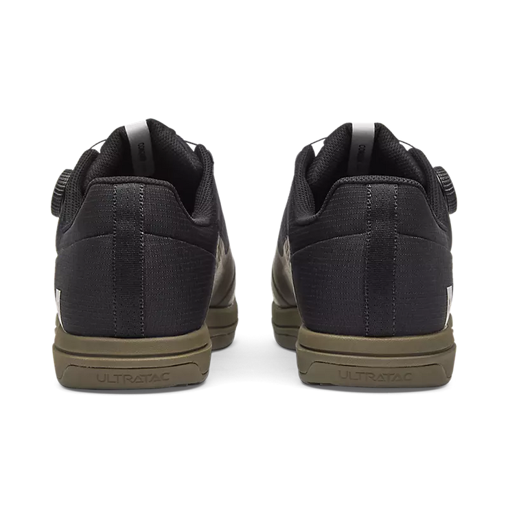 Fox Union Boa Clipless Shoe, military green, heel view.