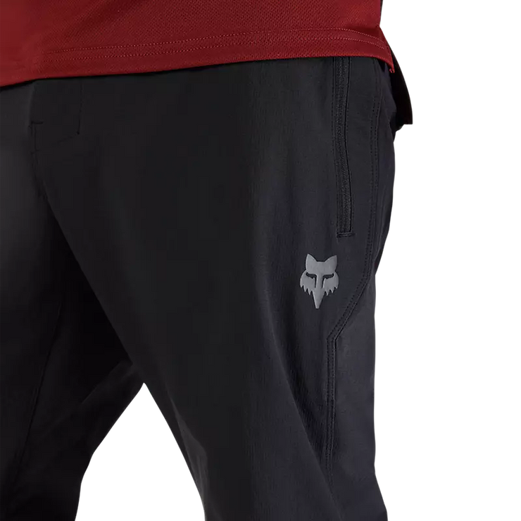 Fox Men's Ranger Mountain Bike Pant, side view of logo