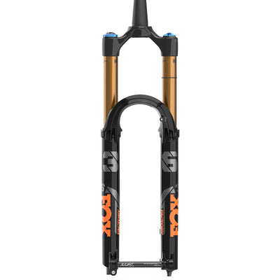 2023 Fox 36 Factory 29 160mm, black / orange, front view.