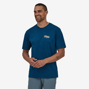 Patagonia Men's Protect Pedal Organic T-Shirt, wagon blue, front view on model.
