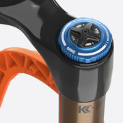 FOX 38 K Float Fork - 27.5", 170mm, 110mm Kabolt-X, 44mm Offset, Grip 2, top cap closeup view
