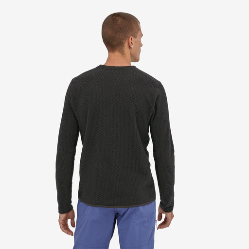 Patagonia Men's R1 Air Crew, black, back view on model.