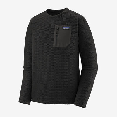 Patagonia Men's R1 Air Crew, black, full view.