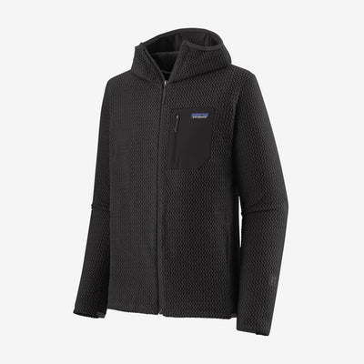 Patagonia Men's R1 Air Full-Zip Hoody, black, full view.