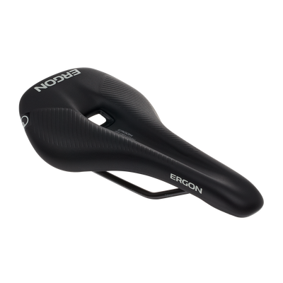  Ergon SR Comp Saddle - Titanium, Black, Men's, Medium/Large, full view.