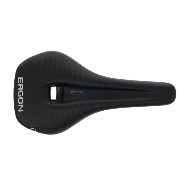  Ergon SR Comp Saddle - Titanium, Black, Men's, Medium/Large, top view.