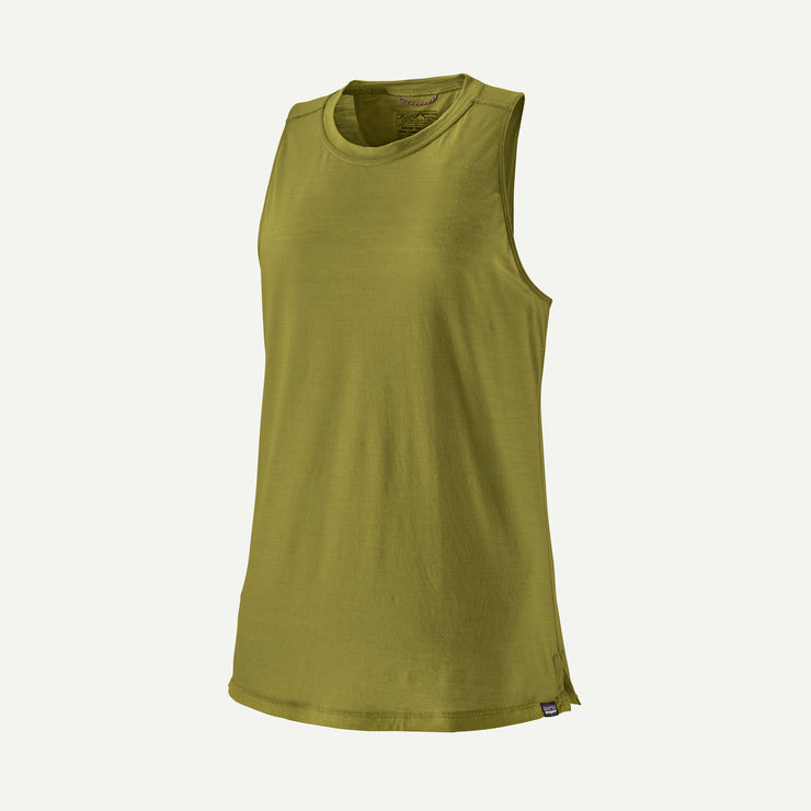 Patagonia Women's Capilene Cool Merino Blend Tank, graze green, full view.