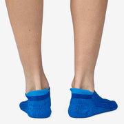 Patagonia Merino Anklet Sock, blue, back view, on model.
