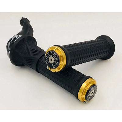 1 RevGrips Pro Series Grip Shift Grips - Medium, gold, full view.
