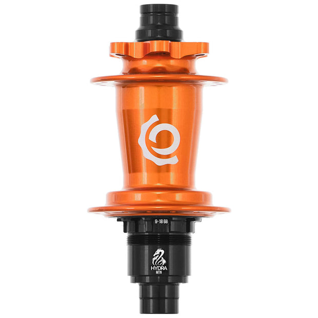 i9 Hydra Classic Rear Hub, 32h, orange, top view. 