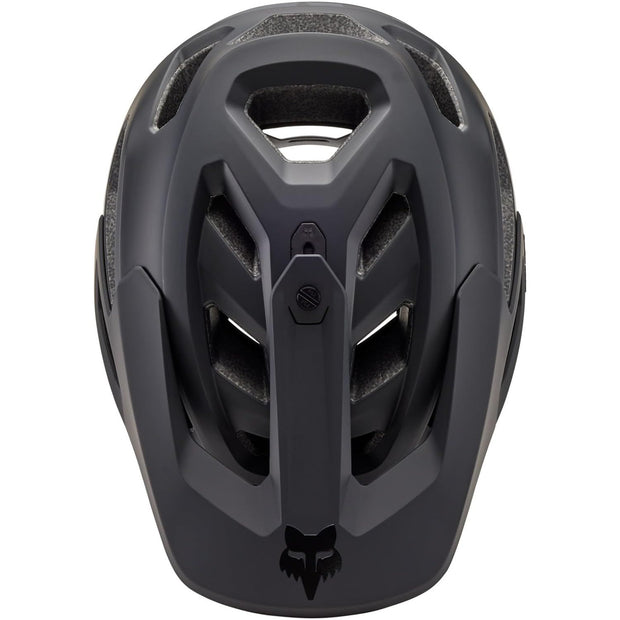 Fox Dropframe Pro Helmet, black camo runn, top view.