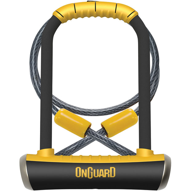 OnGuard Pitbull DT U-Lock w/ cable, full view.