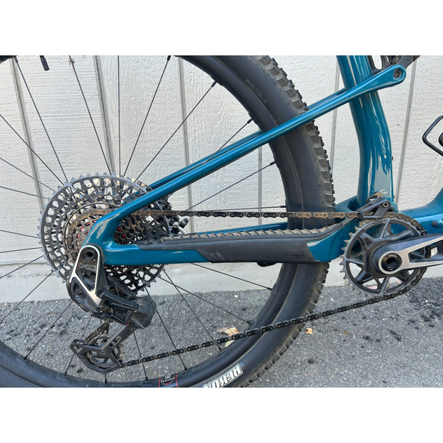 2025 Santa Cruz Blur CC X0 AXS TR RSV, Demo Bike, Drive Side Rear View