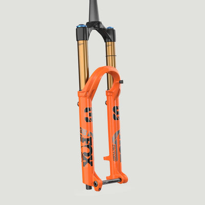 Fox 38 K Float Shiny Orange Factory Series Mountain Bike Fork - 29, 170mm, Grip X2, HSC, LSC, HSR, LSR, full view.