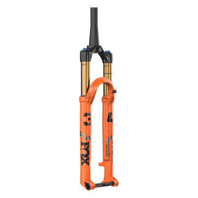 Fox 34 SL Factory Suspension Fork - 29”, 120mm, Kabolt SL, 44mm Rake, Grip SL, 3-Position, Shiny Orange, full view.